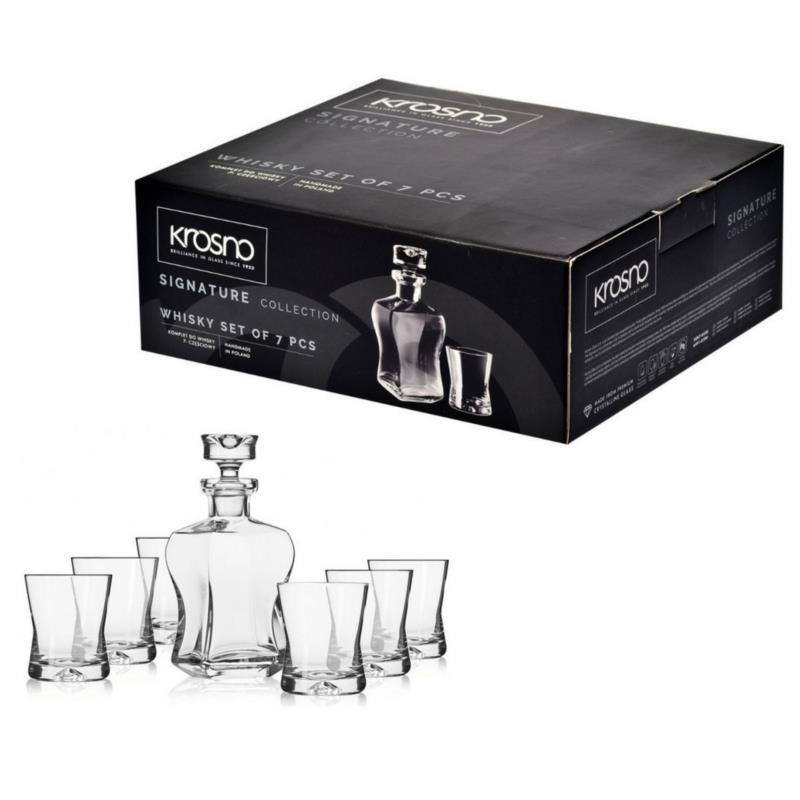 Karafka +6 szklanek 290ml do whisky Krosno Signatury 500ml